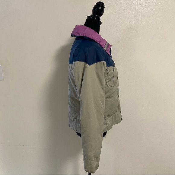 Powderhorn Mountaineering Jacket Girls Size 12 Tan Blue Vintage Down Jacket - Picture 7 of 17